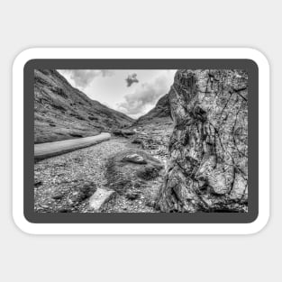 Honister Pass, Winding Road, Black And White Sticker